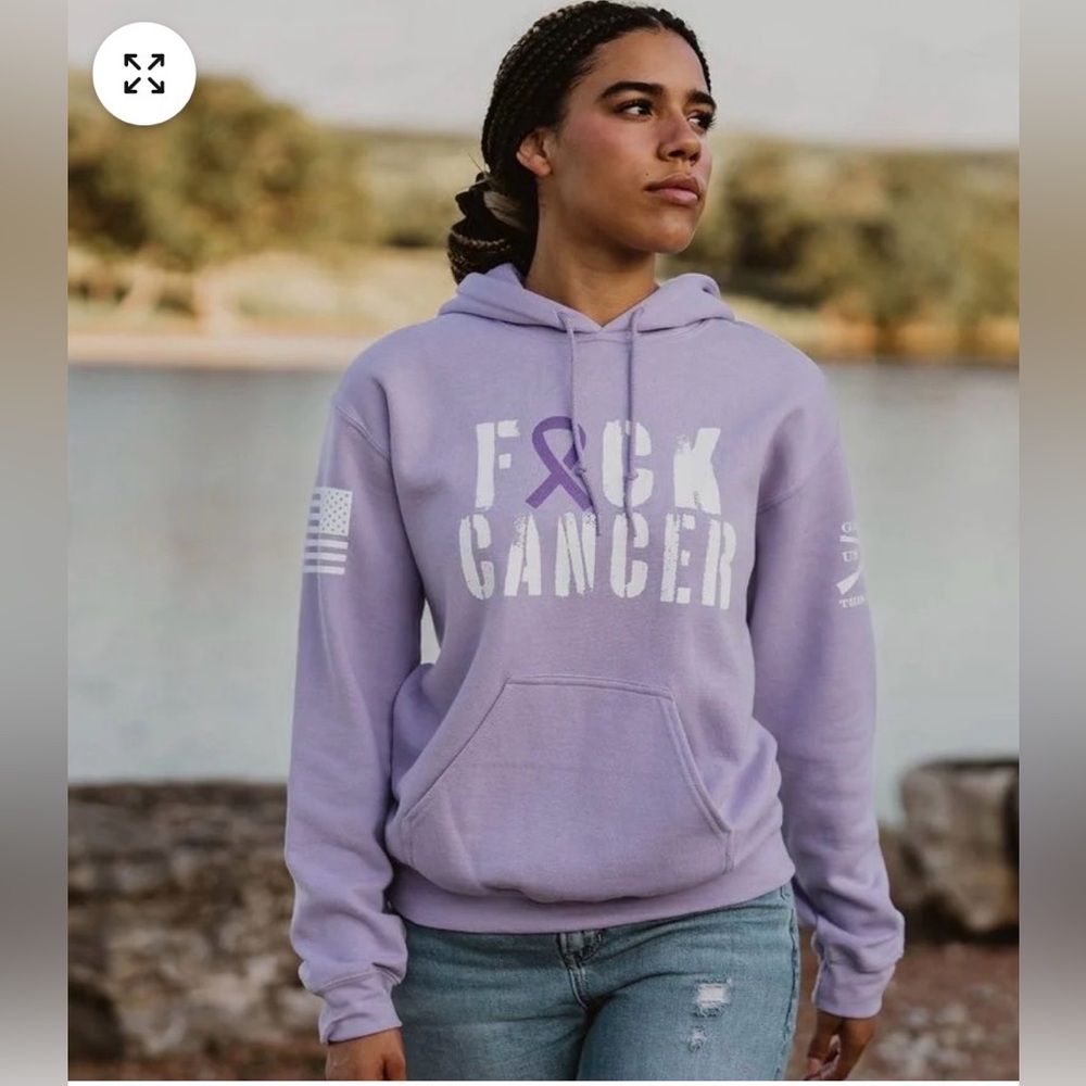 Grunt Style F*CK ALL CANCER HOODIE - ORCHID Size M NWT